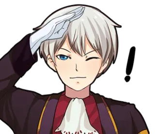 ❗ Anime, Mangá, Saudação, Piscadela, Ponto de exclamação whatsapp sticker