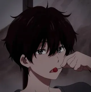 〰️ anime, boy, cherry, cute, manga, cartoon telegram sticker