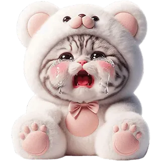 😭 kat, kitten, huilen, beer, schattig, verdrietig telegram sticker