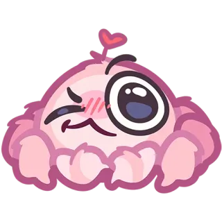 😉 귀여운, 분홍색, 만화, 윙크, 하트, 괴물 telegram sticker
