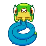 🥶 Kreskówka, Zwierzę, Wąż, Zielony, Niebieski, Postać telegram sticker