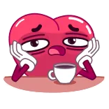 ☕️ cœur, café, fatigué, dessin animé, mignon, emoji, autocollant telegram sticker