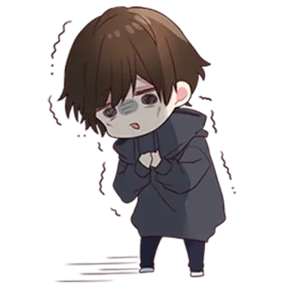 😰 Chibi, Smutny, Bluza z kapturem, Kreskówka, Anime, Emo, Płaczący telegram sticker