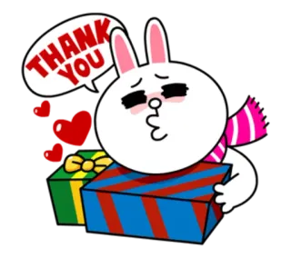 🎁 THANK YOU ขอบคุณ, กระต่าย, ของขวัญ, การ์ตูน, น่ารัก telegram sticker