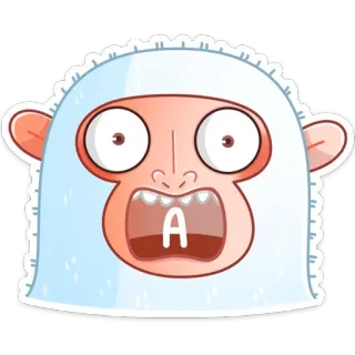 😱 A мультфильм, монстр, персонаж, обезьяна, буква A, йети, мультяшный персонаж telegram sticker