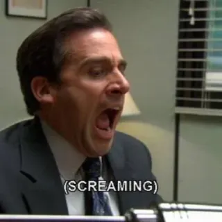😫 Michael Scott The Office (SCREAMING) criant, bureau, drôle, comédie, série télé telegram sticker