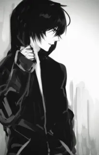 🌟 anime, manga, boy, hoodie, monochrome telegram sticker