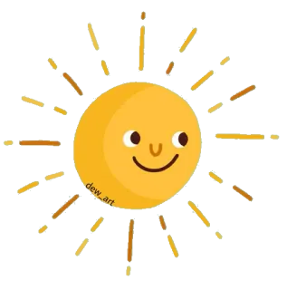 ☀️ dew_art. 태양, 귀여운, 만화, 노란색, 행복한, 미술 telegram sticker