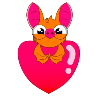 ❤️ летучая мышь, сердце, милый, мультик, животное, наклейка whatsapp sticker