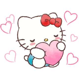 😌 Hello Kitty Hello Kitty, serca, słodkie, kawaii, Sanrio telegram sticker