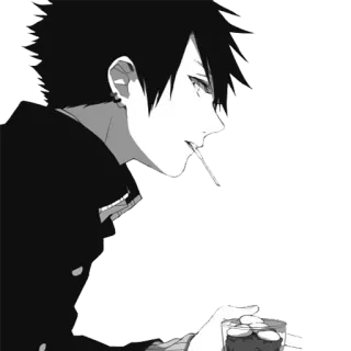 😒 anime, manga, boy, smoking, cigarette, drink telegram sticker