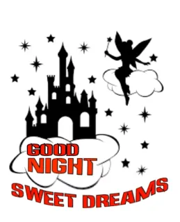 👋 GOOD NIGHT SWEET DREAMS bonne nuit, doux rêves, château, fée, étoiles, nuage telegram sticker