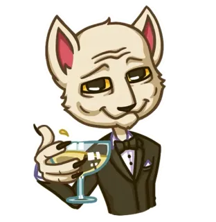 🍸 cat, wine, toast, fancy, animal, party telegram sticker