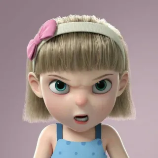 🦩 niña, dibujo animado, enojado, personaje, niño pequeño, molesto, disgustado telegram sticker