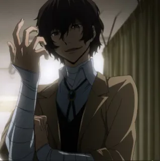 🥂 Osamu Dazai Bungou Stray Dogs Anime, Manga, Charakter, Braune Haare, Bandagen, Dazai, Osamu Dazai, Bungou Stray Dogs whatsapp sticker