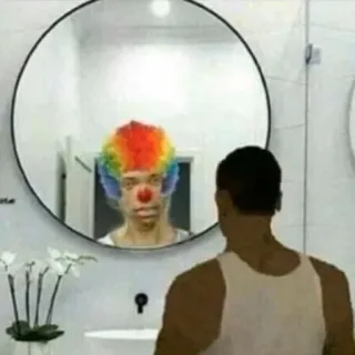 🤡 Clown, Spiegel, Spiegelung, Badezimmer, Gesicht telegram sticker
