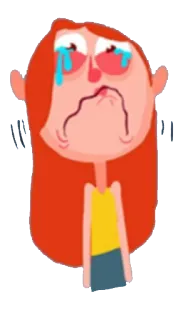😣 huilen, verdrietig, boos, meisje, cartoon telegram sticker