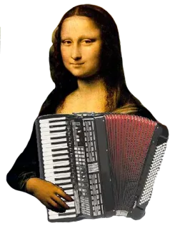 😍 Mona Lisa Mona Lisa, accordion, art, music, Leonardo da Vinci, funny telegram sticker