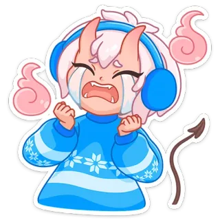 😭 Dessin animé, Triste, Pleurs, Kawaii, Diable, Anime whatsapp sticker