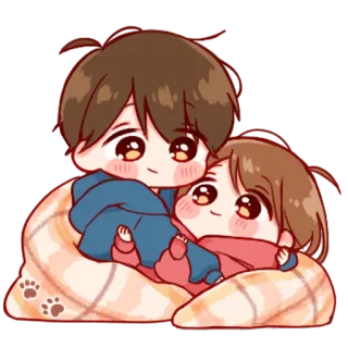 💞 mono, pareja, amor, dibujos animados, kawaii whatsapp sticker