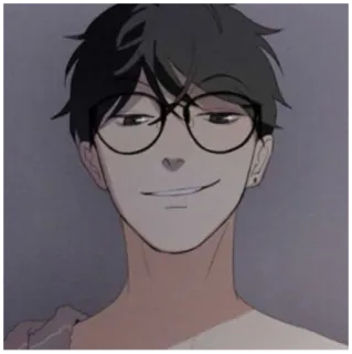 😏 mężczyzna, okulary, osoba, portret, kreskówka, uśmieszek telegram sticker