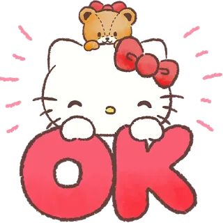 👌 Hello Kitty OK hello kitty, kreskówka, słodkie, kawaii, ok, sanrio telegram sticker
