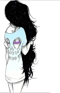 👧 caveira, anime, gótico, costas, cabelo, estrelas telegram sticker