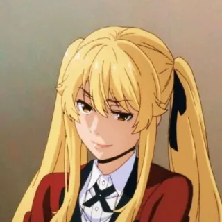 🍋 Mary Saotome Kakegurui Anime, Kakegurui, Apuestas, Mary Saotome, Uniforme escolar, Pelo rubio, Coletas whatsapp sticker