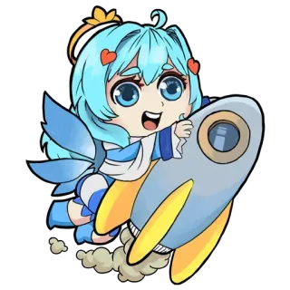 🚀 Anime, Chibi, Foguete, Fofo, Kawaii, Desenho animado telegram sticker