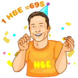 🎉 Elon Musk 1 HBE = 69$ Elon Musk, aniversário, festa, moeda, dinheiro telegram sticker