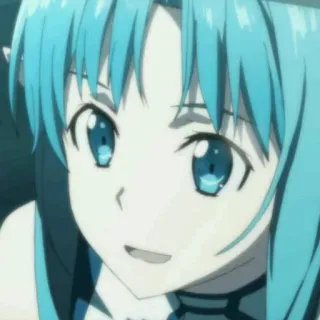 ❄️ Asuna Sword Art Online アニメ, キャラクター, 女性, 笑顔, 青髪 telegram sticker