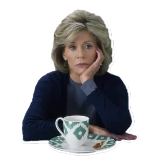 😕 Jane Fonda aktorka, celebrytka, Jane Fonda, herbata, portret, blond włosy, dojrzała kobieta telegram sticker