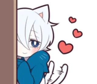 ☺️ cat, anime, hearts, kawaii telegram sticker