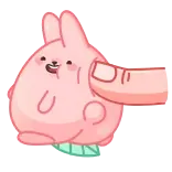 👈 konijn, roze, schattig, vinger, prikken, cartoon, dier telegram sticker