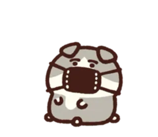 😌 chó, hoạt hình, mặt nạ, động vật, dễ thương telegram sticker