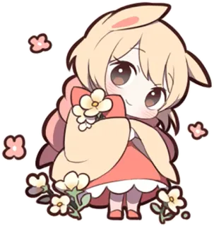 🌸 卡哇伊, 可爱, 动漫, 漫画, 兔子, 花, Q版, 粉彩 telegram sticker