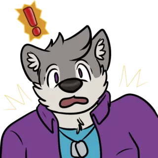 😧 dessin animé, animal, poilu, chien, exclamation, personnage, choqué whatsapp sticker