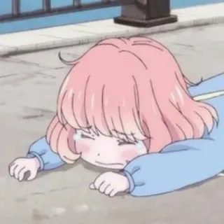😭 sad, crying, anime, girl, upset, pink hair whatsapp sticker