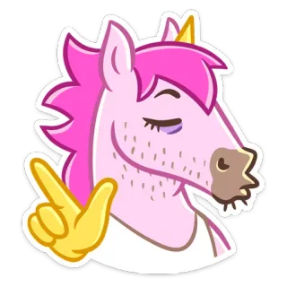 😉 unicórnio, símbolo da paz, desenho animado, rosa, magia, criatura mítica whatsapp sticker