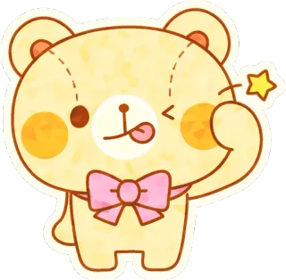 😜 beruang, imut, stiker, kartun, kawaii, binatang telegram sticker