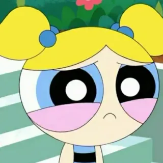 🎀 Bubbles The Powerpuff Girls Gelembung, The Powerpuff Girls, kartun, sedih, imut telegram sticker