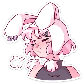 😡 兔子, 动漫, 卡通, 可爱, 粉色, 疲惫 whatsapp sticker