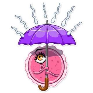 ☔ Schutz, Regenschirm, Sperma, lustig, Cartoon, Safer Sex, Verhütung, Humor telegram sticker
