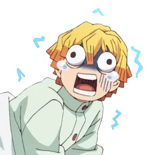 😱 Zenitsu Agatsuma Demon Slayer anime, Demon Slayer, Zenitsu, assustado, chocado, engraçado, desenho animado telegram sticker