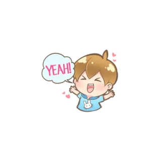 😆 YEAH! süß, Cartoon, Ausruf, fröhlich, Feier, freudig, heiter whatsapp sticker
