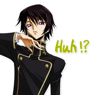 😒 Lelouch Lamperouge Code Geass Huh!? anime, lelouch, code geass, huh, character telegram sticker
