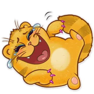 😆 gato, rindo, laranja, adesivo, engraçado, desenho animado, animal telegram sticker
