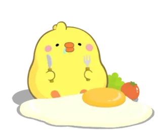 😍 鸭子, 鸡蛋, 食物, 可爱, 午餐, 早餐, 卡通 telegram sticker