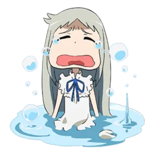 😭 อนิเมะ, ร้องไห้, เศร้า, น้ำตา, การ์ตูน, คาวาอิ, เด็กผู้หญิง whatsapp sticker