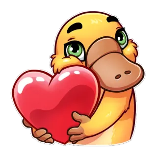❤ duck, heart, love, cute, cartoon, animal telegram sticker